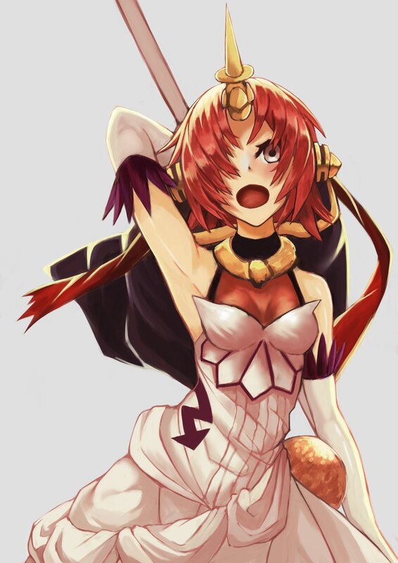 Red-haired Anime Girl — Red, Dramatic, Sword, Armor