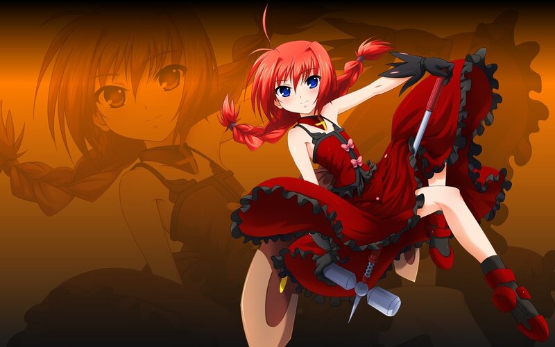 Red-haired Anime Girl — Red, Dramatic, Sword, Dress