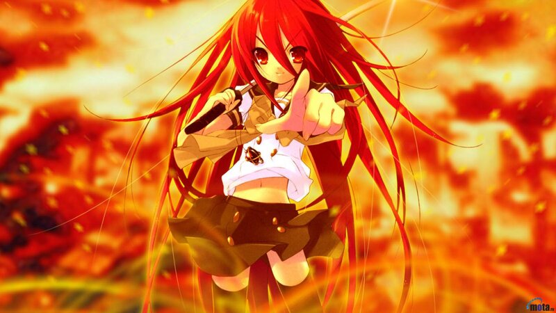 Red-haired Anime Girl — Red, Dramatic, Sword, Fire, Flames