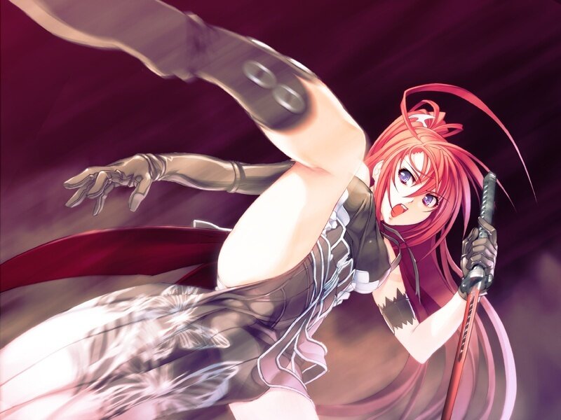 Red-haired Anime Girl — Red, Dramatic, Sword, Gloves
