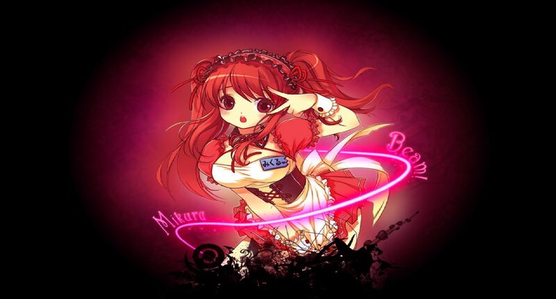 Red-haired Anime Girl — Red, Dramatic, Sword, Glowing Line