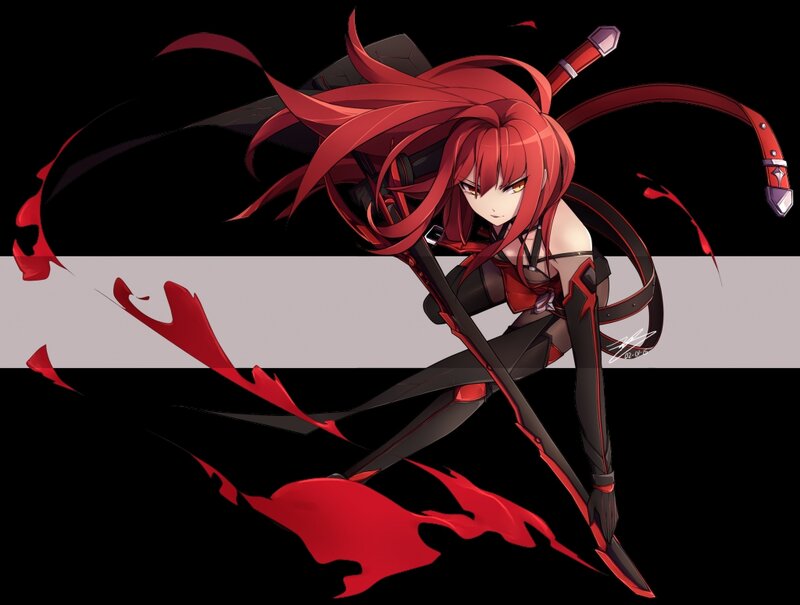 Red-haired Anime Girl — Red, Dramatic, Sword, Hair