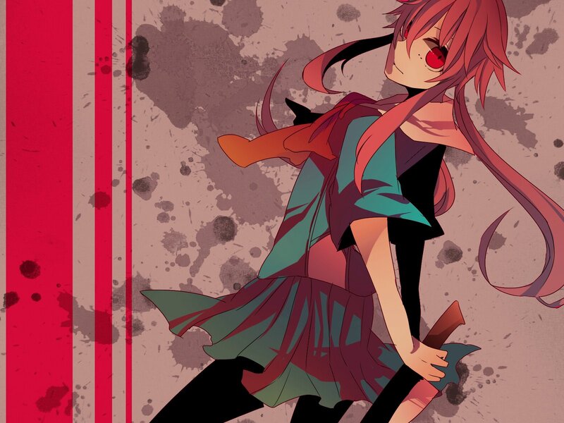 Red-haired Anime Girl — Red, Dramatic, Sword, Splatters