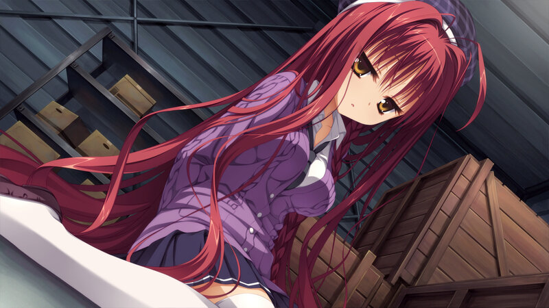 Red-haired Anime Girl — Red, Dramatic, Wooden Crate