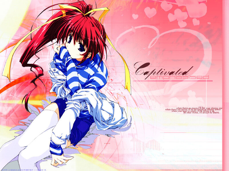 Red-haired Anime Girl — Red, Dreamy, Heart Shapes
