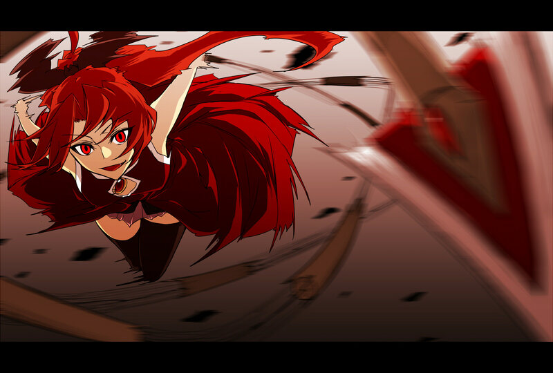 Red-haired Anime Girl — Red, Dynamic, Intense