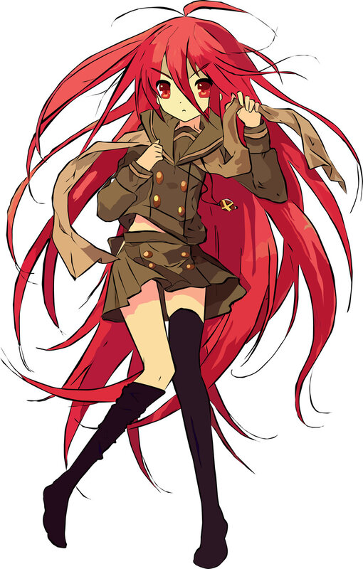 Red-haired Anime Girl — Red, Dynamic, Long Hair, Military Coat