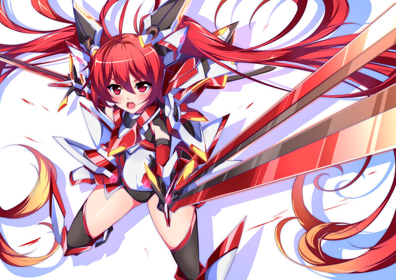 Red-haired Anime Girl — Red, Dynamic, Mecha Armor