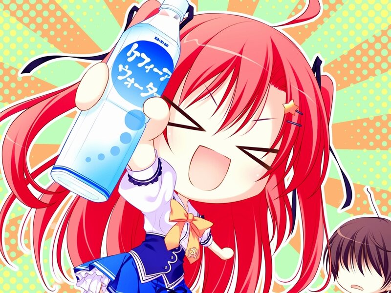 Red-haired Anime Girl — Red, Energetic, Bottle