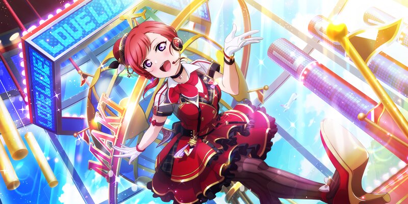 Red-haired Anime Girl — Red, Energetic, Microphone