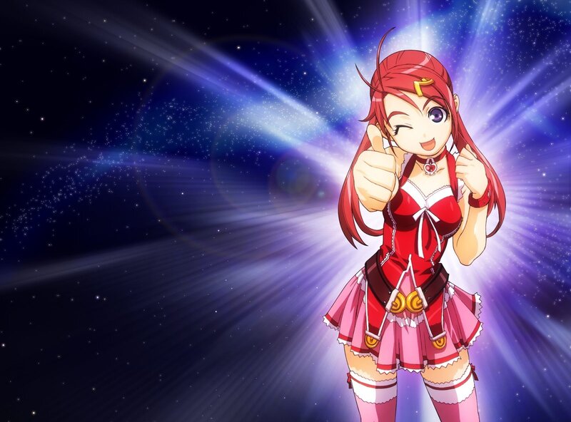 Red-haired Anime Girl — Red, Energetic, Night, Space