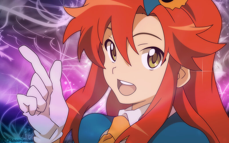 Red-haired Anime Girl — Red, Energetic, Pointing Finger