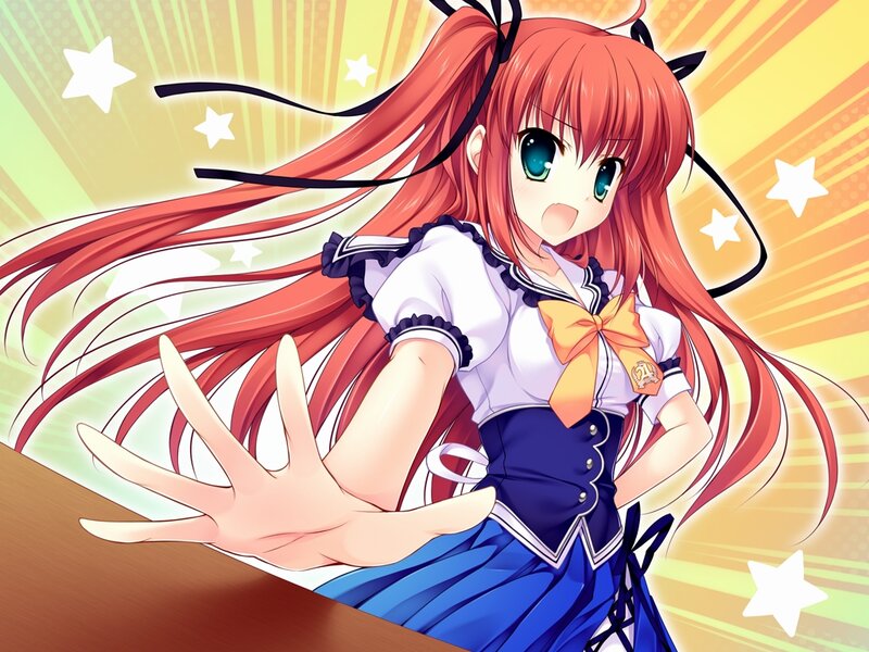 Red-haired Anime Girl — Red, Energetic, Stars