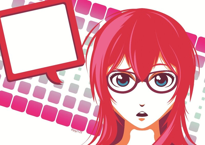 Red-haired Anime Girl — Red, Neutral, Speech Bubble