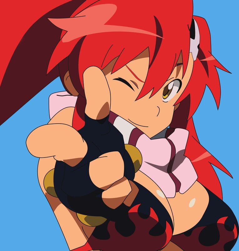 Red-haired Anime Girl — Red, Playful, Anime Character, Pink Bow