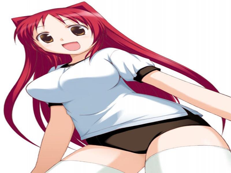 Red-haired Anime Girl — Red, Playful, Cat Ears