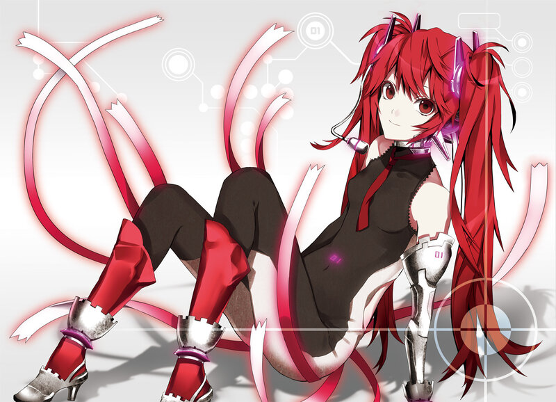 Red-haired Anime Girl — Red, Playful, Digital Art