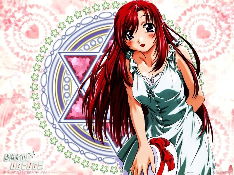 Red-haired Anime Girl — Red, Playful, Dress, Magic Circle