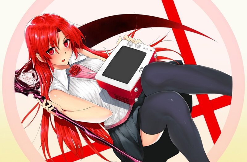 Red-haired Anime Girl — Red, Playful, Gaming Device