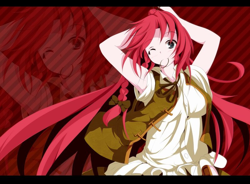 Red-haired Anime Girl — Red, Playful, Long Hair