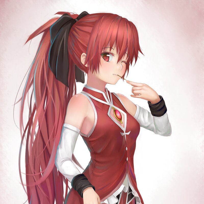 Red-haired Anime Girl — Red, Playful, Ponytail