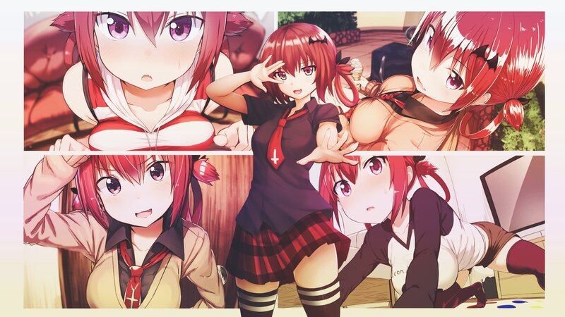 Red-haired Anime Girl — Red, Playful, School Uniform, Anime Art