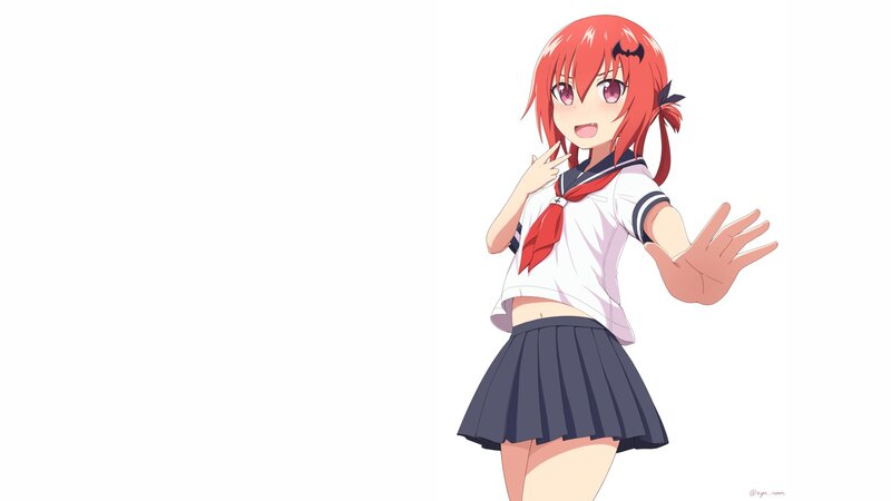 Red-haired Anime Girl — Red, Playful, School Uniform, Sailor Collar