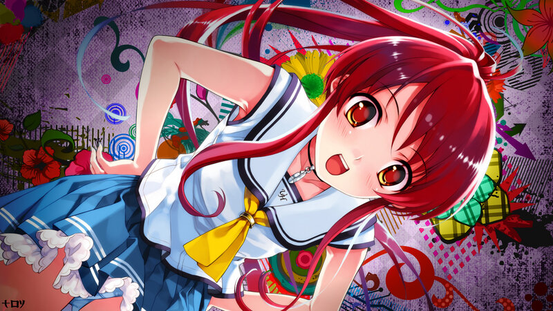 Red-haired Anime Girl — Red, Playful, School Uniform