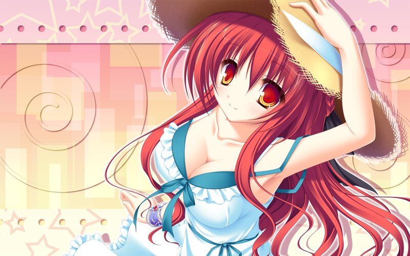 Red-haired Anime Girl — Red, Playful, Summer