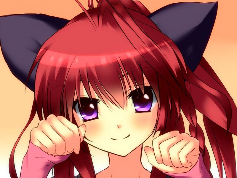Red-haired Anime Girl — Red, Playful, Sunset