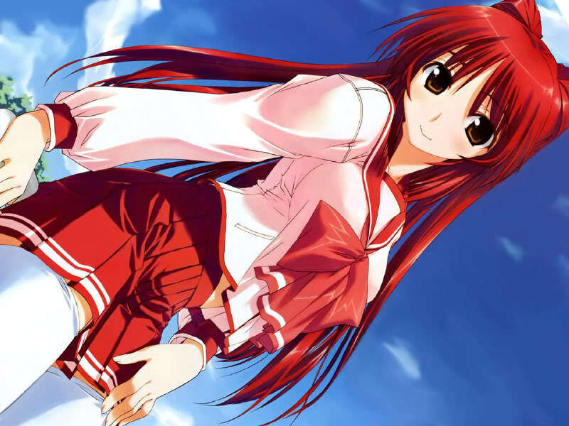 Red-haired Anime Girl — Red, Playful