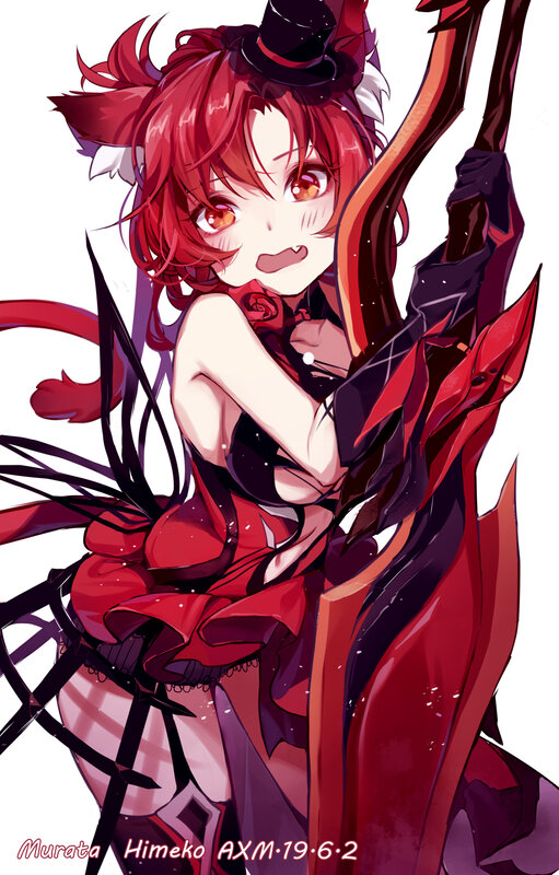 Red-haired Anime Girl — Red, Playful, Top Hat