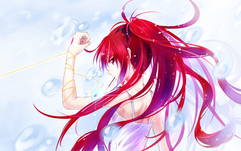 Red-haired Anime Girl — Red, Serene, Long Hair