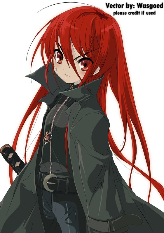 Red-haired Anime Girl — Red, Serious