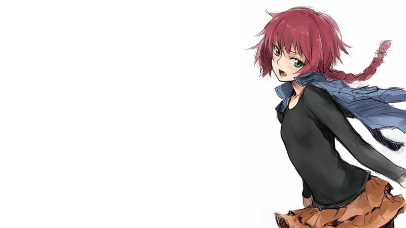 red-haired anime girl running
