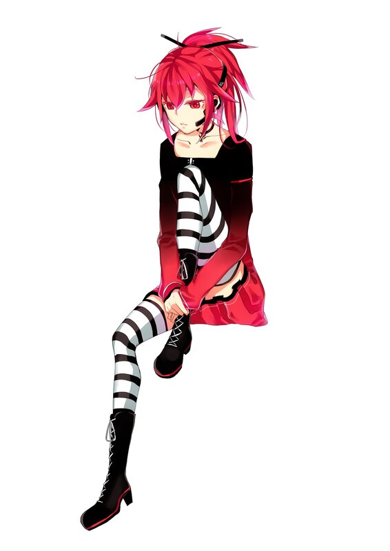 red-haired anime girl sitting