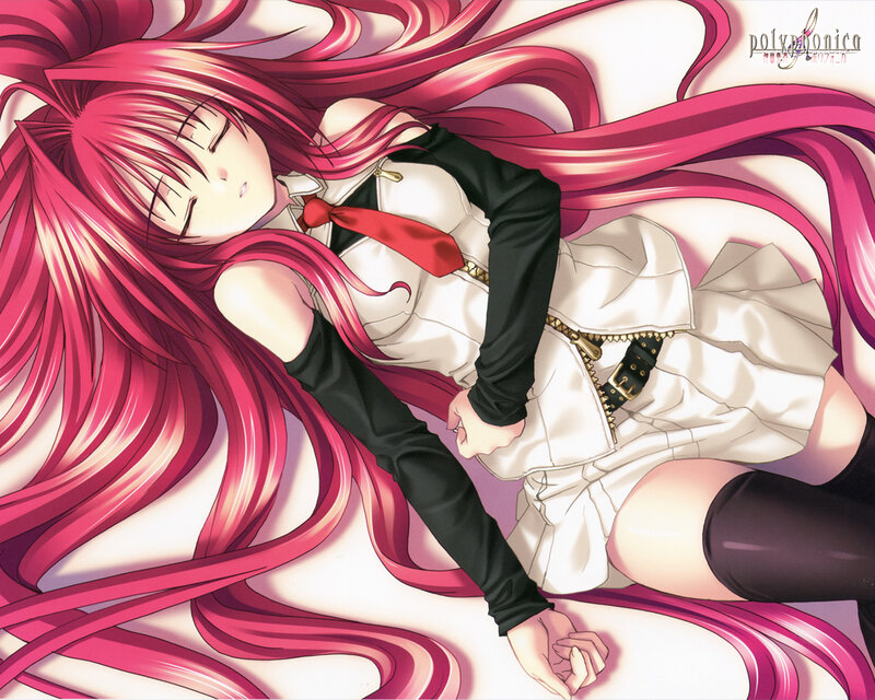 Red-haired anime girl sleeping