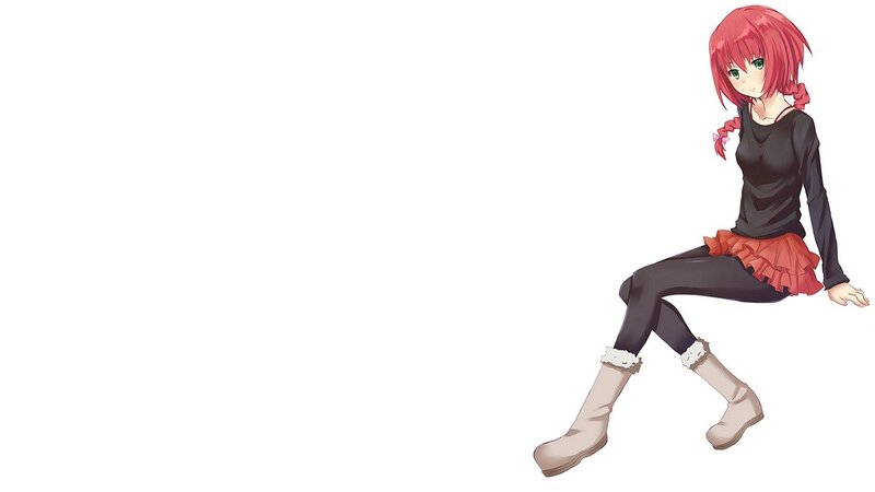 Red-haired Anime Girl — White, Neutral, Black Shirt