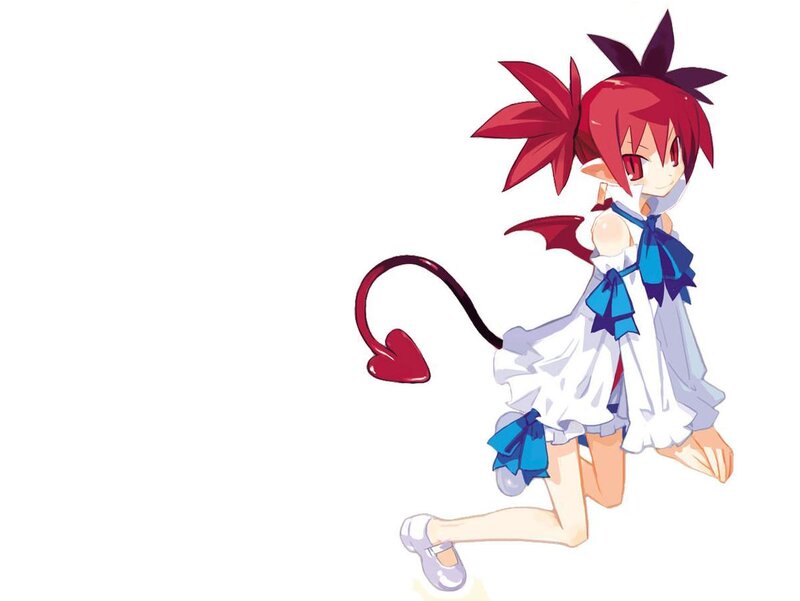 Red-haired Anime Girl — White, Playful, Tail