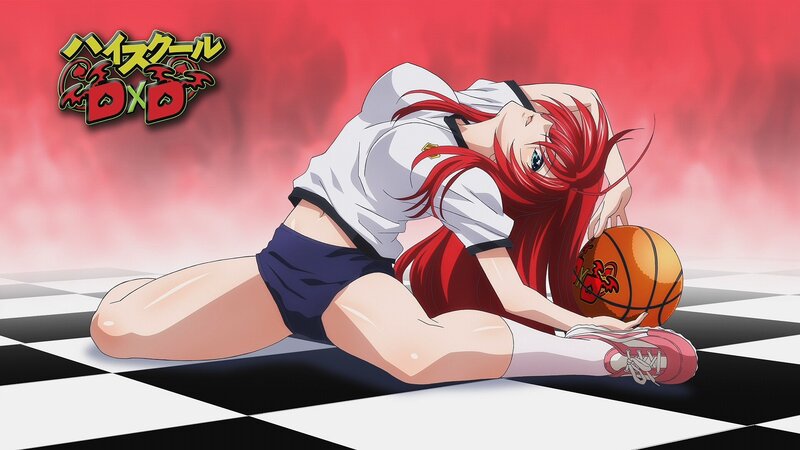 Red-haired anime girl with basketball