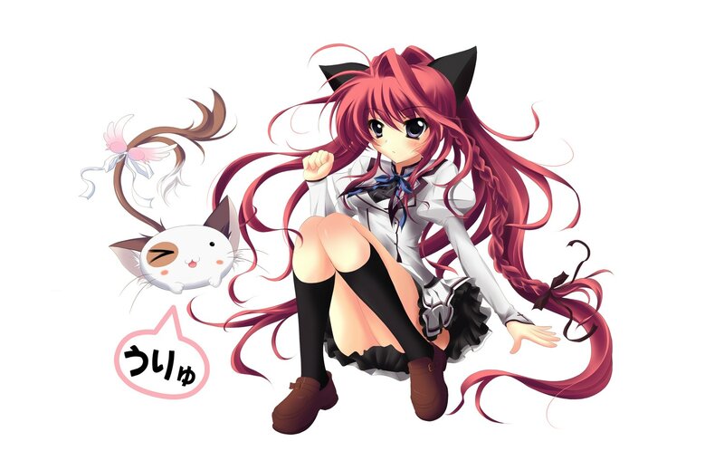 Red-haired anime girl with cat ears