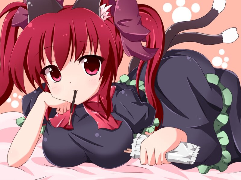 red-haired anime girl with cat ears