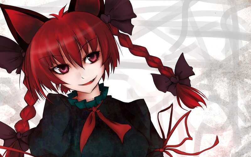 red-haired anime girl with cat ears