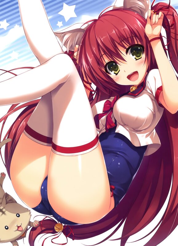 red-haired anime girl with cat ears