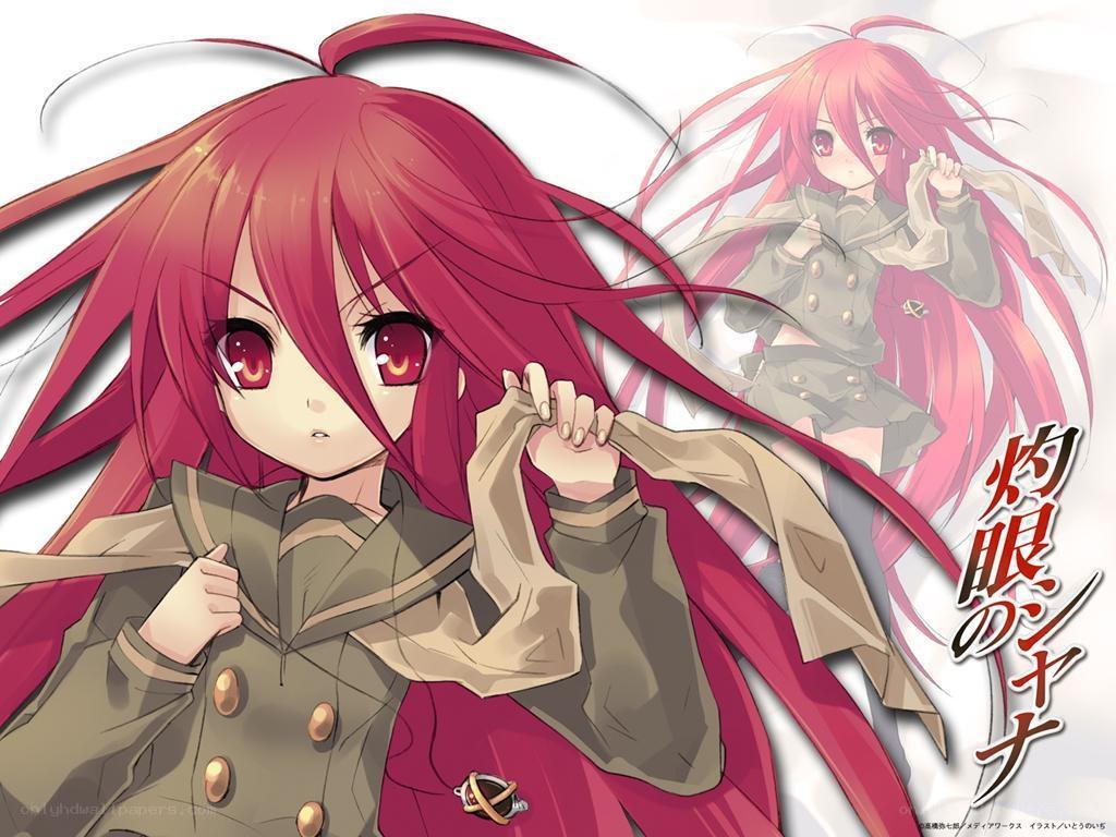 Red-haired anime girl with coat