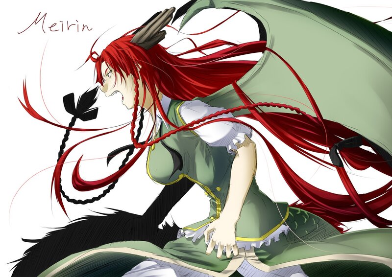 Red-haired anime girl with dragon wings