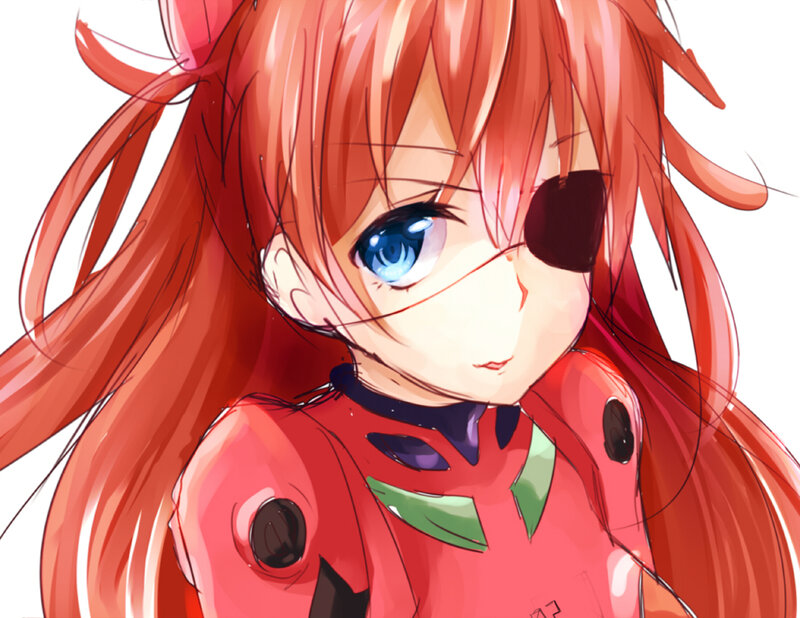 red-haired anime girl with eyepatch