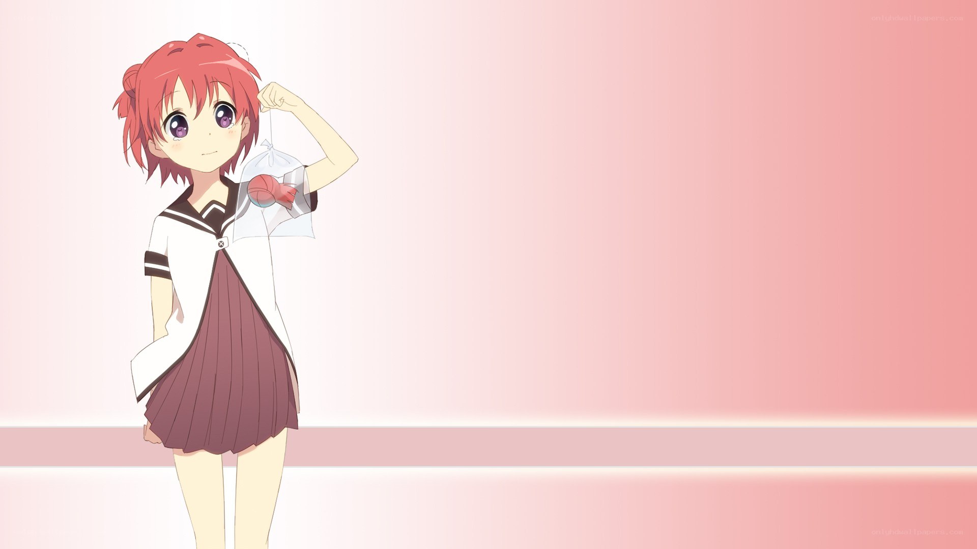 red-haired anime girl with fish