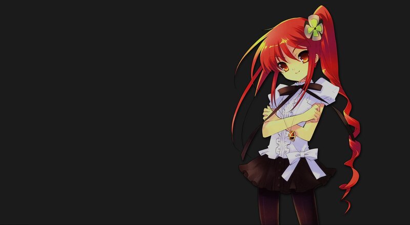 red-haired anime girl with flower