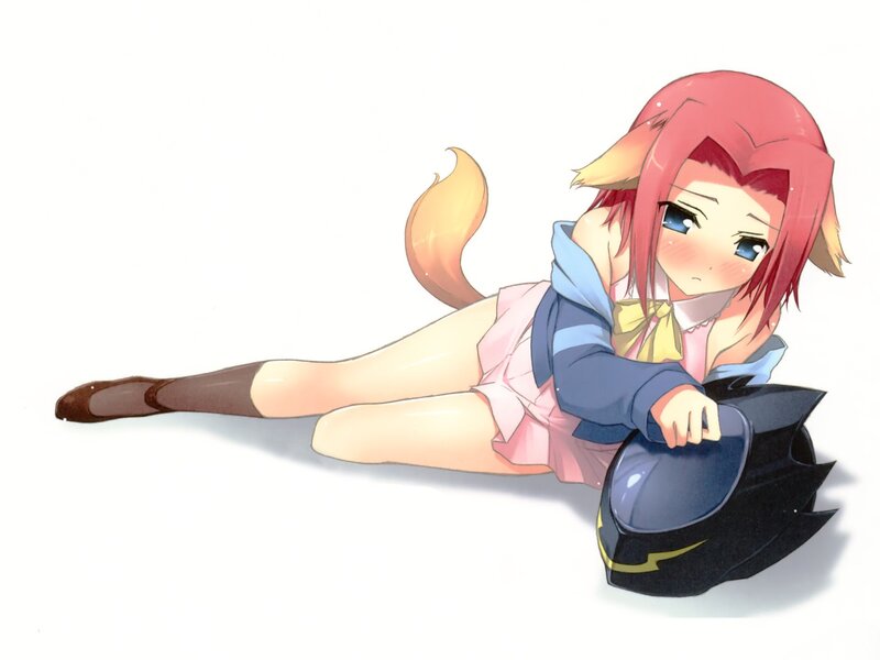 red-haired anime girl with fox ears